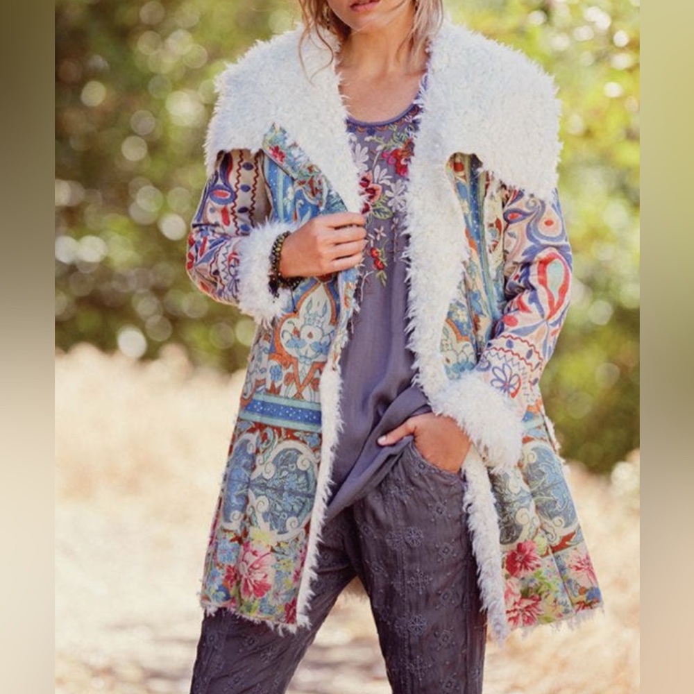 Johnny Was | Halmstad Embroidered Faux-Suede Coat